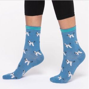 2/$15 Afghan Dog Crew Socks Blue White Grey NWT